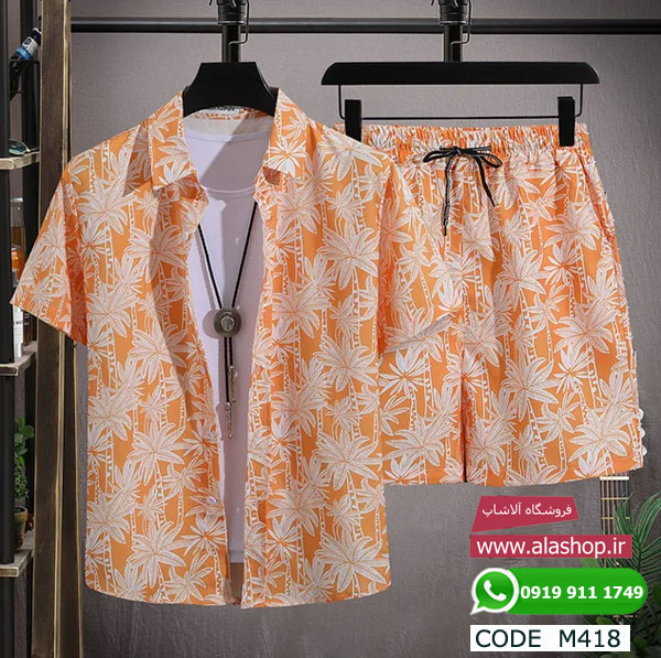 ست ساحلی پیراهن و شلوارک مردانه m418