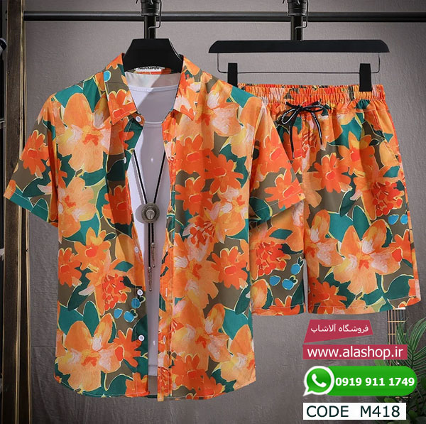 ست ساحلی پیراهن و شلوارک مردانه m418