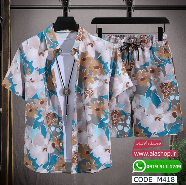 ست ساحلی پیراهن و شلوارک مردانه m418