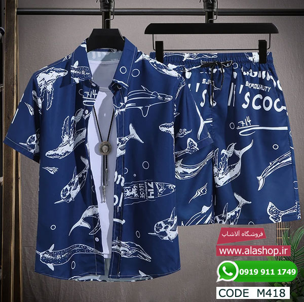 ست ساحلی پیراهن و شلوارک مردانه m418