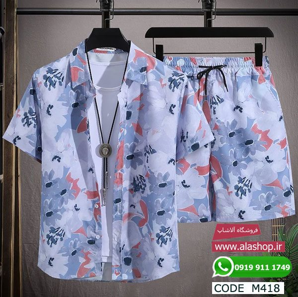 ست ساحلی پیراهن و شلوارک مردانه m418