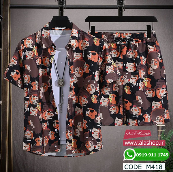 ست ساحلی پیراهن و شلوارک مردانه m418