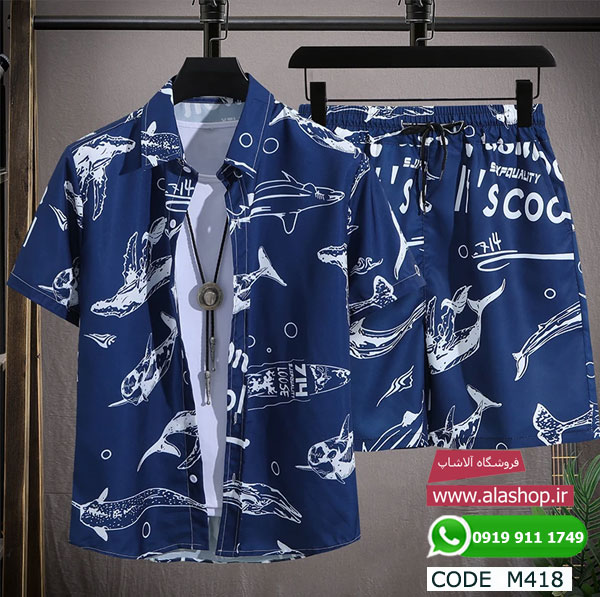 ست ساحلی پیراهن و شلوارک مردانه m418