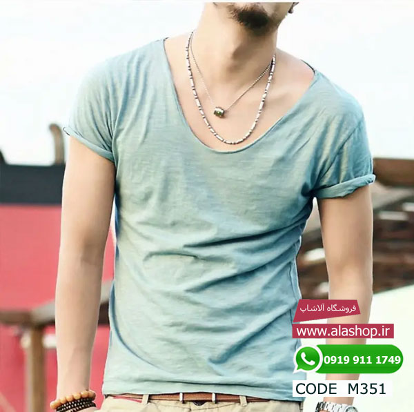 تیشرت یقه باز استایل کره ای مدل m351