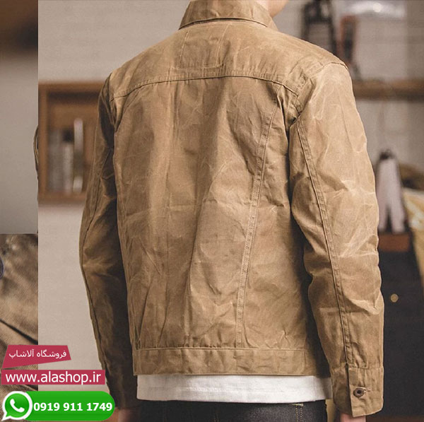 کاپشن موم عسلی راسته جیب دار وینتیج مدل m109
