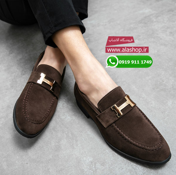 کفش آفیس و پارتی چرم نبوک مدل m088