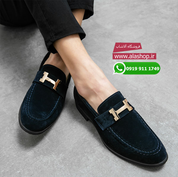 کفش آفیس و پارتی چرم نبوک مدل m088