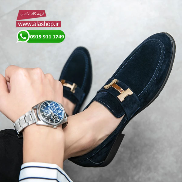 کفش آفیس و پارتی چرم نبوک مدل m088