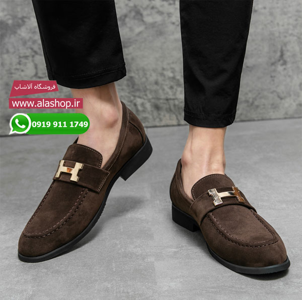 کفش آفیس و پارتی چرم نبوک مدل m088