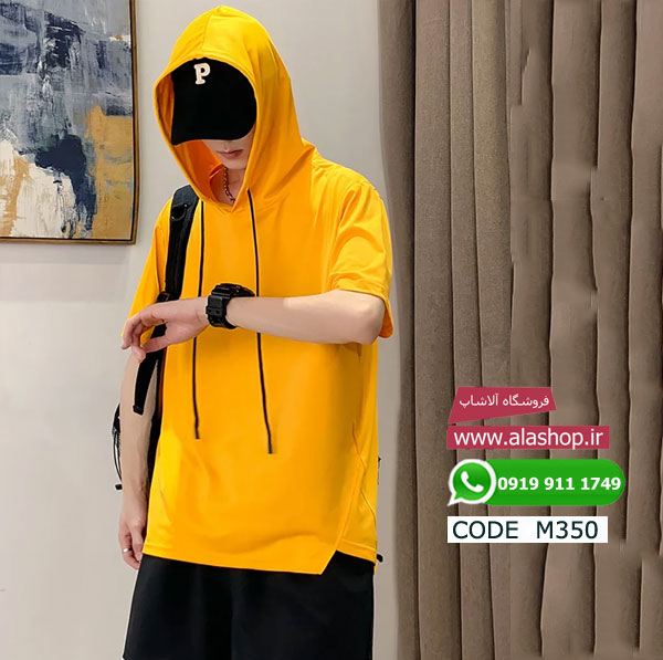 تیشرت تابستانی کلاه دار رنگی مدل m350