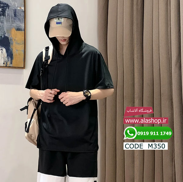 تیشرت تابستانی کلاه دار رنگی مدل m350