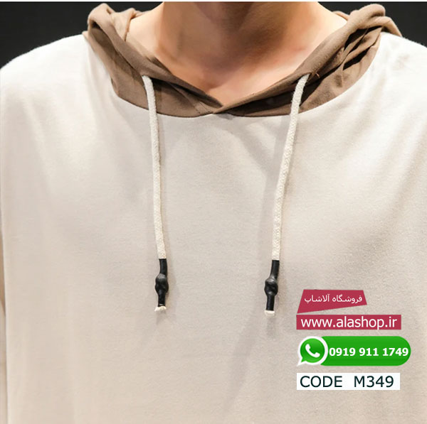 تیشرت نخی آستین کوتاه کلاه دار مدل m349