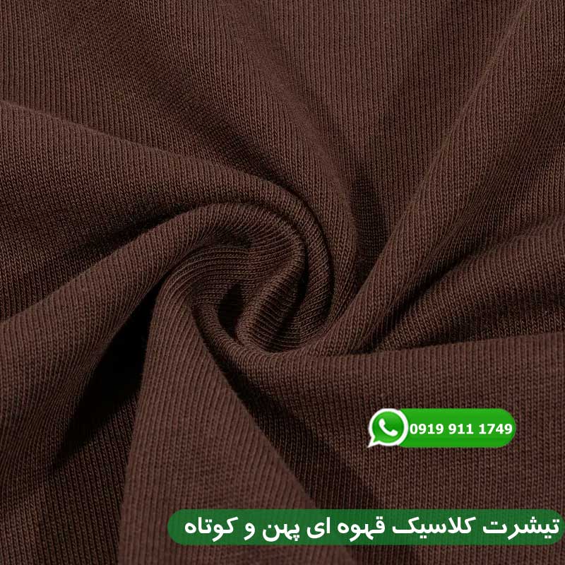تیشرت کلاسیک قهوه ای پهن و کوتاه